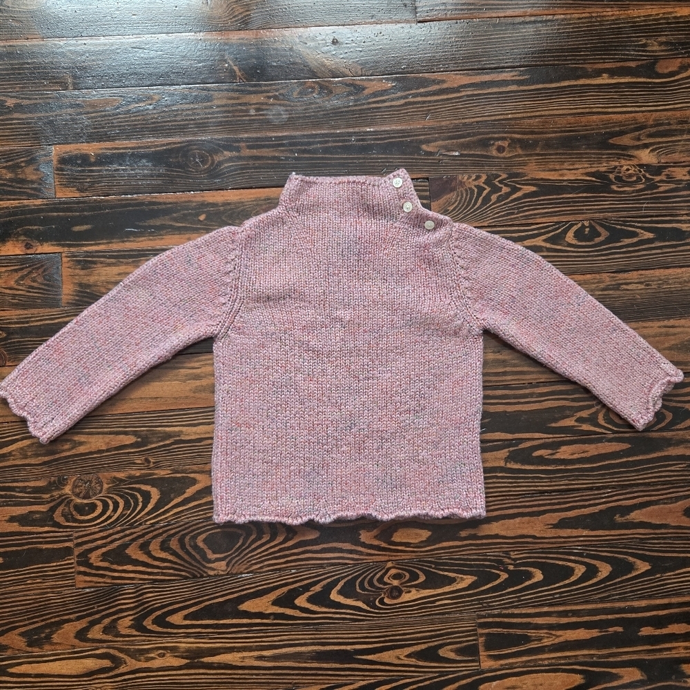 Baby Gap 12-18M Pink Marled Knit Sweater Mock Neck Button Shoulder Confetti Top